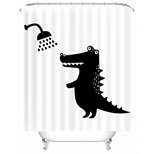 X-Labor Lustig Tier Schatten Duschvorhang 240x200cm Wasserdicht Anti-Schimmel Polyester Textil Stoff Badewannevorhang Shower Curtain Krokodil 180x180cm von X-Labor