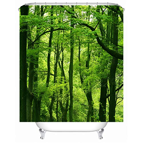 X-Labor Pflanzen Motiv Duschvorhang Wasserdicht Stoff Anti-Schimmel inkl. 12 Duschvorhangringe Waschbar Badewannevorhang 180x200cm Muster-E von X-Labor