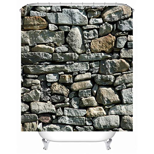Xlabor Stein Motiv Duschvorhang Wasserdicht Stoff Anti-Schimmel inkl. 12 Duschvorhangringe Waschbar Badewannevorhang 180x200cm Muster-F von Xlabor