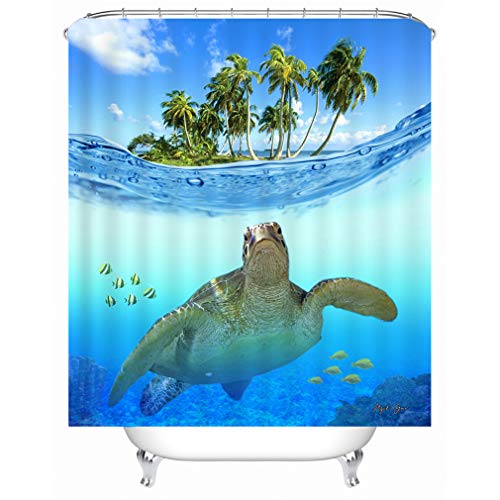 Xlabor Strand Motiv Duschvorhang Wasserdicht Stoff Anti-Schimmel inkl. 12 Duschvorhangringe Waschbar Badewannevorhang 180x200cm Muster-A von Xlabor