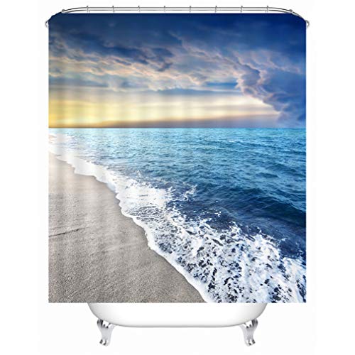 Xlabor Strand Motiv Duschvorhang Wasserdicht Stoff Anti-Schimmel inkl. 12 Duschvorhangringe Waschbar Badewannevorhang 180x200cm Muster-C von Xlabor