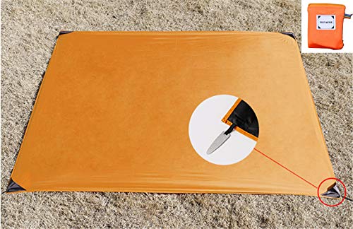 X-Labor Ultraleicht Mini Picknickdecke Stranddecke wasserdichte sandabweisende wärmeisoliert kompakt Nylon Tragbare Camingmatte Pocket Blanket orange 110x150 cm von Xlabor