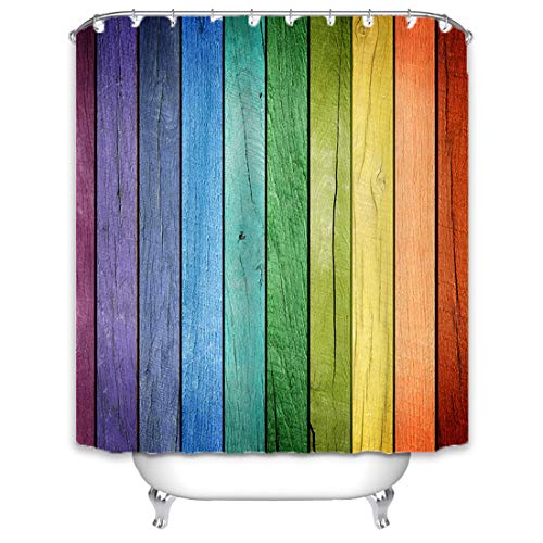 X-Labor Wand Motiv Duschvorhang 240x200cm Wasserabweisend Stoff Anti-Schimmel inkl. 12 Duschvorhangringe Waschbar Badewannevorhang 240x200cm Muster-F von X-Labor