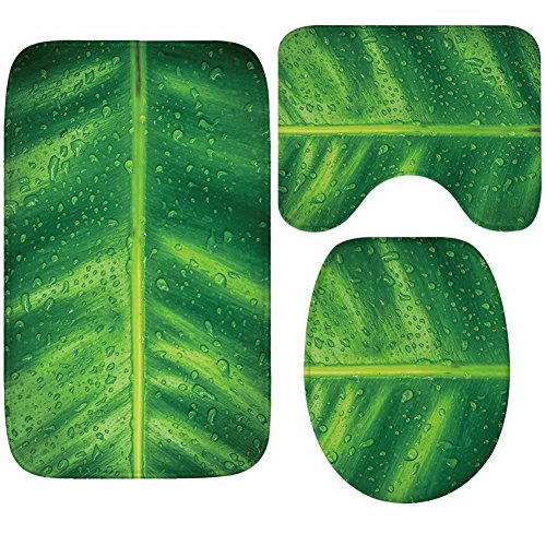 X-Life 3-Teiliges Badezimmer Teppich Set – Badematte 40x50cm, Badteppich 50x80cm und WC-Deckel-Bezug 35x45cm– Badematten rutschfest & waschbar mit Ausschnitt, aus weicher Kunstfaser, Grün von X-Life