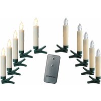 X-mas - 10 kabellose led Kerzen inkl. Batterien und Fernbedienung - Kerze: CremeClip: Grün von X-MAS