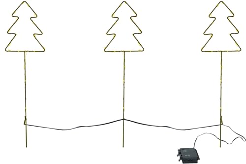 LED Metall Gartenstecker Tannenbaum 3-teilig 60 LEDs Batterie Timerfunktion von X-MAS