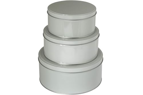 X-MAS Gebäckdose 3er Set rund Grau Weihnachten Plätzchen Gebäck Metall Dose von X-MAS