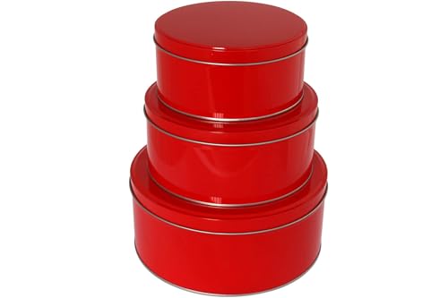 X-MAS Gebäckdose 3er Set rund Rot Weihnachten Plätzchen Gebäck Metall Dose von X-MAS