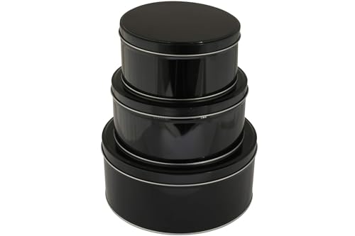 X-MAS Gebäckdose 3er Set rund Schwarz Weihnachten Plätzchen Gebäck Metall Dose von X-MAS