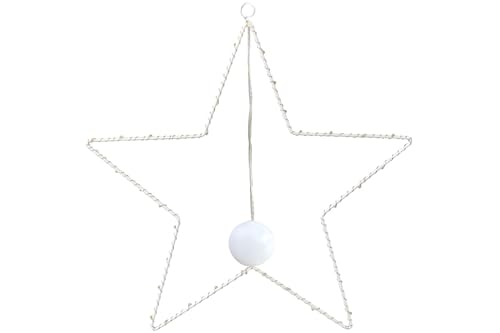 X-MAS Weisser Metallstern 40 cm mit Saugnapf und Timer 30 LEDs warmweiß von X-MAS
