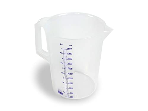 Messbecher Messkanne mit Griff Kunstoff Polypropylen transparent 5000ml 5 L 5 Liter Beruf Freizeit Werkstatt Lebensmittelbeständig Spülmaschine Mikrowelle und Tiefkühltruhe geeignet 1099298 von X-Parts