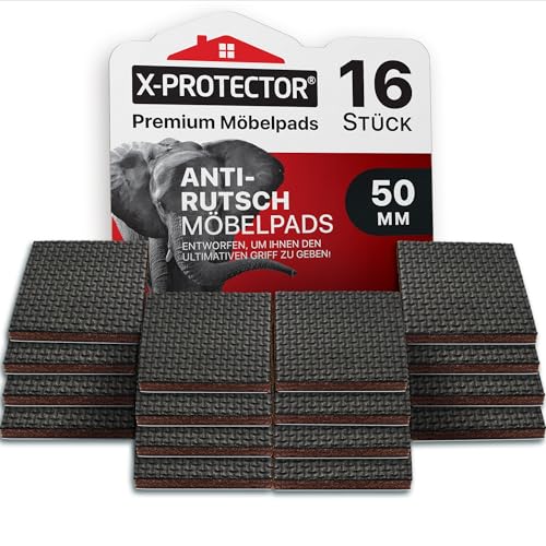 X-Protector Antirutsch Pads 16 Stück 50 mm - Antirutsch Gummi Selbstklebend - Rutschhemmer für Möbel - Anti-rutsch Gummi - Antirutschpads für Möbel! von X-Protector