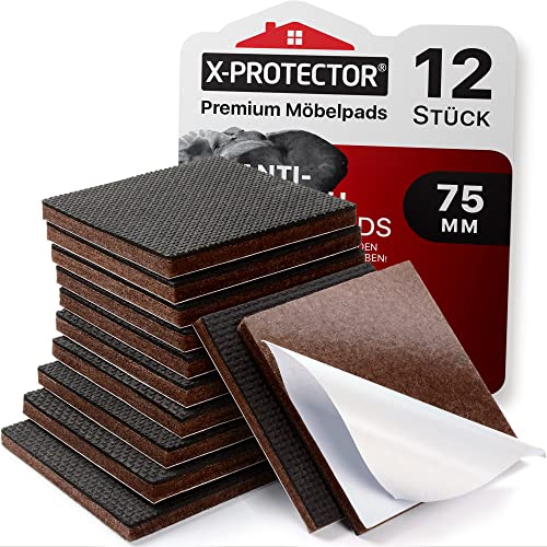 X-Protector Antirutsch Pads 12 Stück 75 mm - Antirutsch Gummi Selbstklebend – Prämie Rutschhemmer für Möbel - Ideal Anti-rutsch Gummi - Dicker Möbelstopper – Antirutschpads für Möbel & Gegenstände! von X-Protector