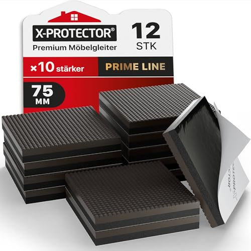 X-Protector Antirutsch Pads 12 Stück 75 mm - Antirutsch Gummi Selbstklebend – Prämie Rutschhemmer für Möbel - Ideal Anti-rutsch Gummi - Dicker Möbelstopper – Antirutschpads für Möbel & Gegenstände! von X-Protector