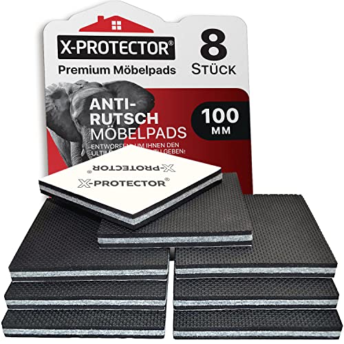 X-Protector Antirutsch Pads 8 Stück 100 mm - Antirutsch Gummi Selbstklebend – Prämie Rutschhemmer für Möbel - Ideal Anti-rutsch Gummi - Dicker Möbelstopper – Antirutschpads für Möbel & Gegenstände! von X-Protector
