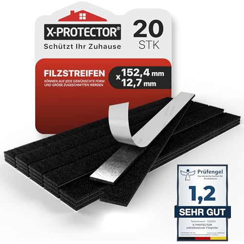 X-Protector Filzgleiter - 20 STK - Premium-Filzstreifen mit Kleberückseite - Rechteckige Filzgleiter Selbstklebend - Schneiden Sie Möbelgleiter auf die benötigte Größe zu! von X-Protector