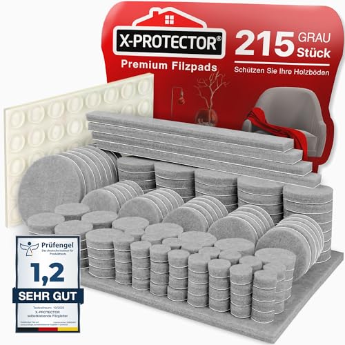 X-Protector Filzgleiter 215 Stück - Prämie Möbelgleiter Grau - Dicker Filz Selbstklebend - Bodenschoner für Stühle - Große Menge an Filzgleiter Selbstklebend - Schützen Sie Ihre Holzfußböden X-Protector Filzgleiter 215 Stück - Prämie Möbelgleiter Grau - Dicker Filz Selbstklebend - Bodenschoner für Stühle - Große Menge an Filzgleiter Selbstklebend - Schützen Sie Ihre Holzfußböden von X-Protector