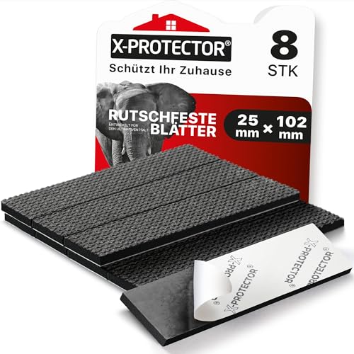 X-Protector Gummiplatte – 8 Stück Antirutsch Pads 25 × 102 mm – Schwarze Anti Rutsch Pads – Universale rutschfeste Unterlage – Premium-Füße für Tastatur, Geräte von X-Protector