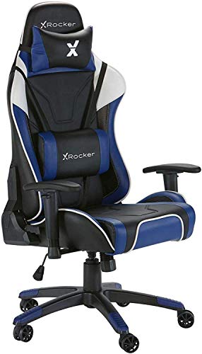 X Rocker Agility ergonomischer Gaming Stuhl/Bürostuhl/Schreibtischstuhl mit Armlehnen und Wippfunktion, drehbar und höhenverstellbar | Blau/Schwarz von X Rocker