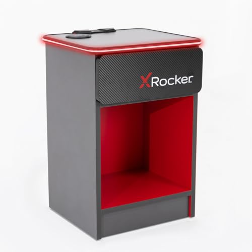 X Rocker Carbon-Tek Nachttisch – Moderner Gaming Nachtschrank mit LED-Beleuchtung & Wireless Charging Ladepad | Schwarz/Rot X Rocker Carbon-Tek Nachttisch – Moderner Gaming Nachtschrank mit LED-Beleuchtung & Wireless Charging Ladepad | Schwarz/Rot von X Rocker