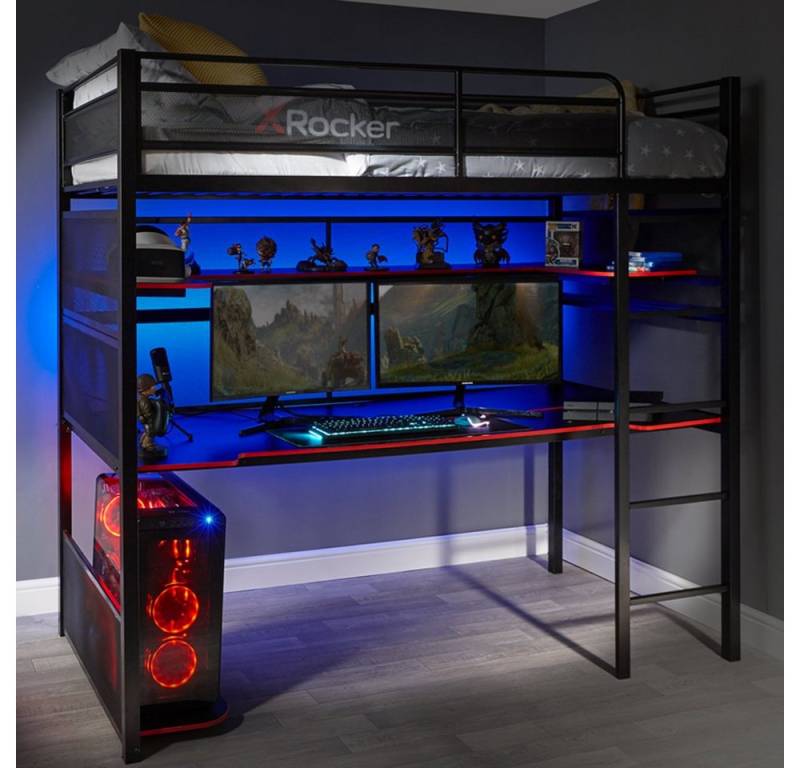 X Rocker Hochbett Battlebunk Gaming Hochbett mit XL-Schreibtisch von X Rocker
