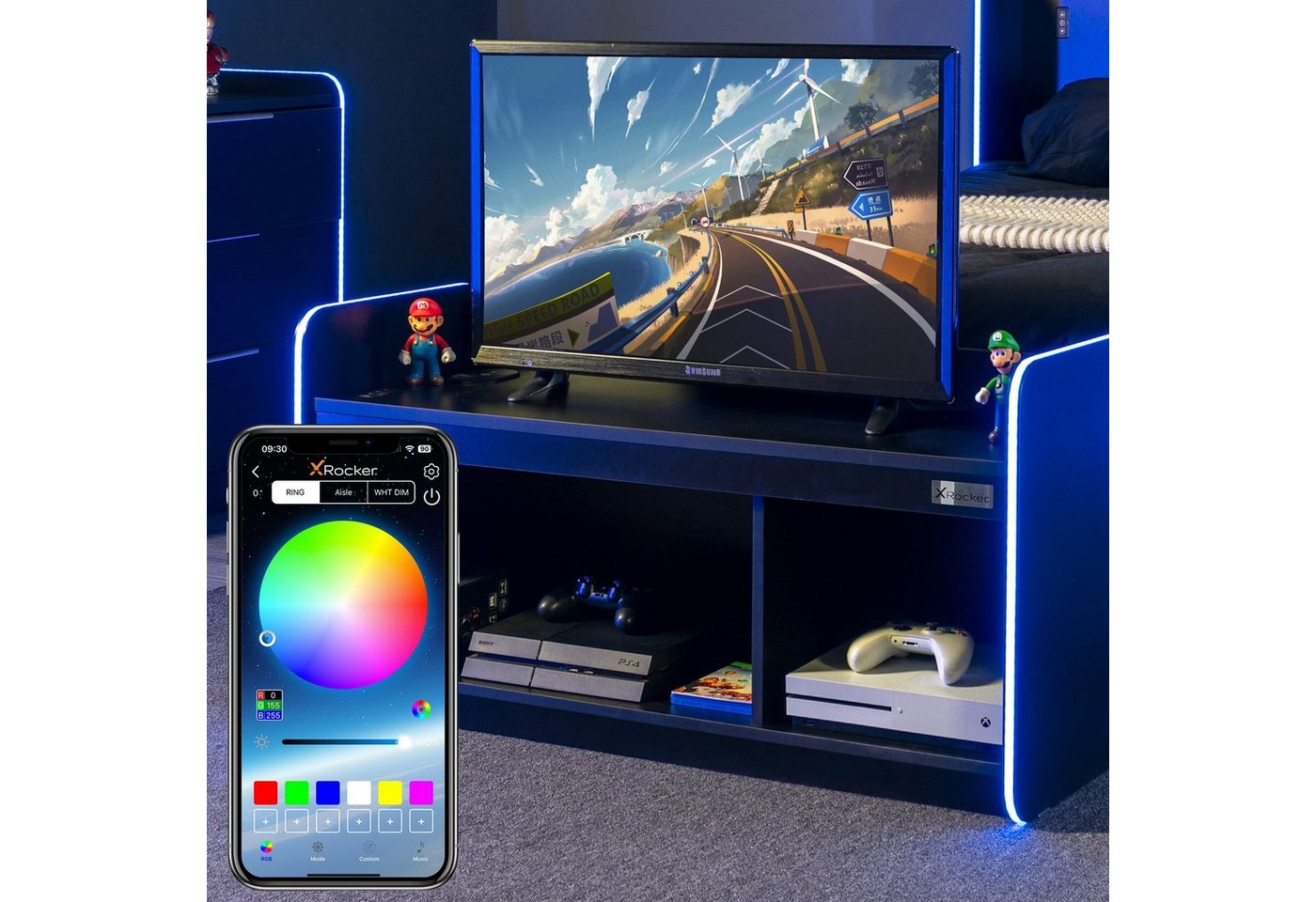 X Rocker TV-Regal Electra Gaming TV-Regal mit RGB-Beleuchtung & App-Steuerung von X Rocker