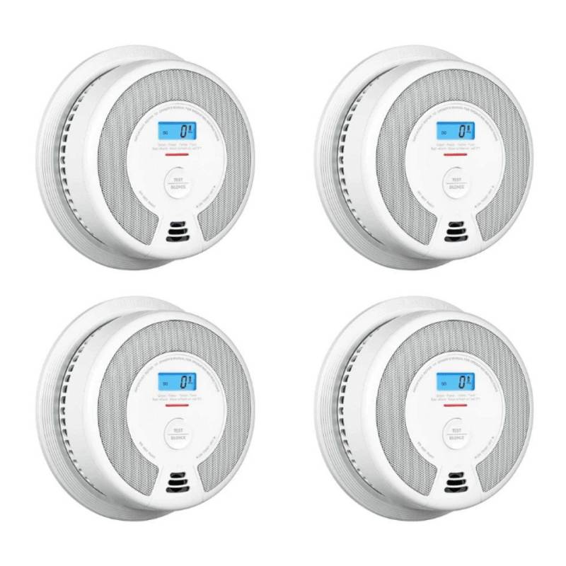 X-SENSE & Kohlenmonoxidmelder SC07-W mit LCD Anzeige 4ER Pack Rauchmelder (mit LCD Anzeige, 10 Jahres Batterie) von X-SENSE