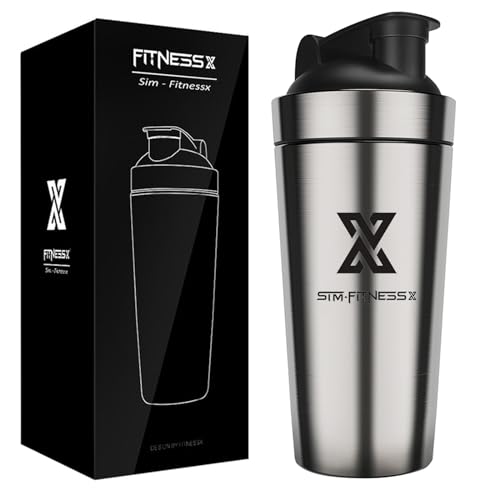 X SIM FITNESSX Shaker Edelstahl 700ml Sport Fitness c Shaker Yoga Gym Shaker Bottle Mixer (Vacumm Shaker 700ML) von X SIM FITNESSX