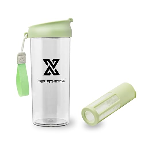 X SIM FITNESSX Protein Shaker | Früchtebehälter | Kaltgebrühter Kaffeetasse Multifunktionaler Sport Bottle mit Filternetz/Mixer (Grün, 500ML) von X SIM FITNESSX