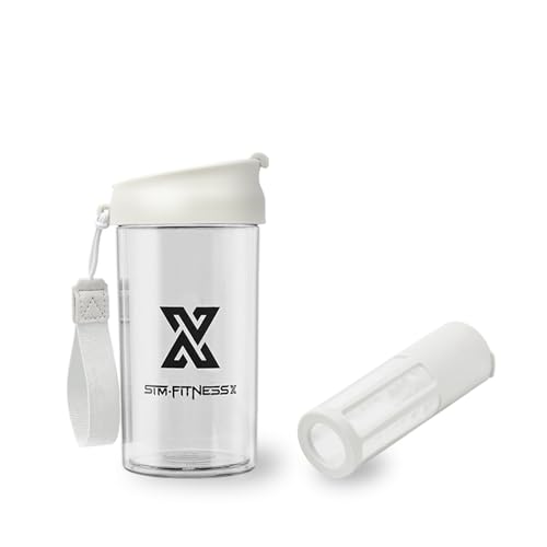 X SIM FITNESSX Protein Shaker | Früchtebehälter | Kaltgebrühter Kaffeetasse Multifunktionaler Sport Bottle mit Filternetz/Mixer 360ML/500ml(Weiss, 360ML) von X SIM FITNESSX