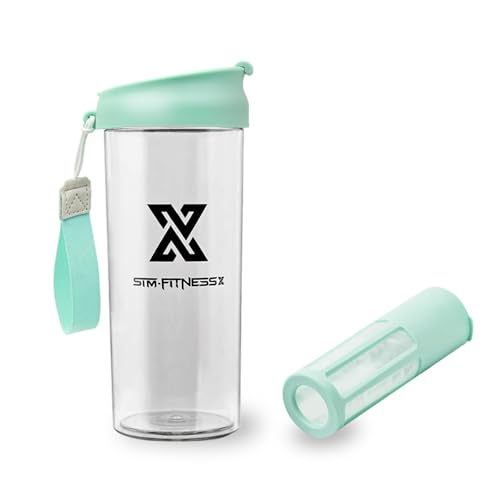 X SIM FITNESSX Protein Shaker | Früchtebehälter | Kaltgebrühter Kaffeetasse Multifunktionaler Sport Bottle mit Filternetz/Mixer 360ML/500ml (Blau, 500ML) von X SIM FITNESSX