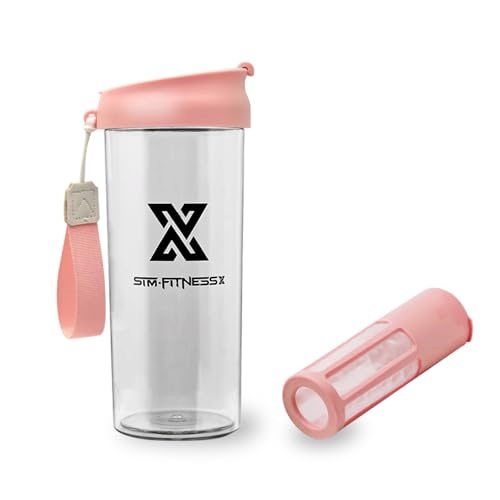 X SIM FITNESSX Protein Shaker | Früchtebehälter | Kaltgebrühter Kaffeetasse Multifunktionaler Sport Bottle mit Filternetz/Mixer 360ML/500ml (Rosa, 500ML) von X SIM FITNESSX