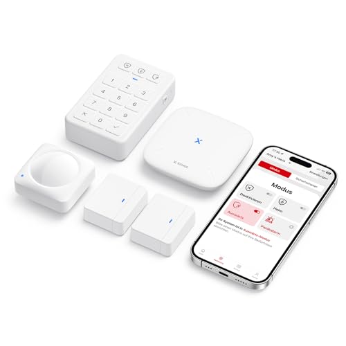 X-Sense Alarmanlage Haus & Wohnung AS05, WLAN Türalarm und Fensteralarm mit App, Smart Alarm-Set mit Türsensor und Fenstersensor, Bewegungsmelder, Home Keypad mit Paniktaste, Funktioniert mit Alexa von X-Sense