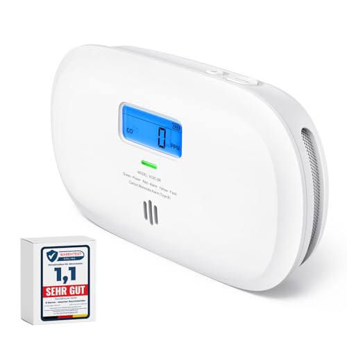 X-Sense Kohlenmonoxid Melder, TÜV Rheinland Zertifiziert, 10 Jahre Sensor, CO Melder mit austauschbarer Batterie und digitalem Display, Kohlenmonoxid-Melder mit Testknopf, XC0C-SR von X-Sense