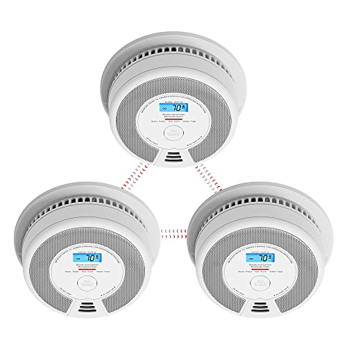 X-Sense Vernetzbarer kombinierter Rauch- und Kohlenmonoxid-Melder mit LCD Anzeige & 10 Jahres Batterie, SC07-W, 3er Set von X-Sense