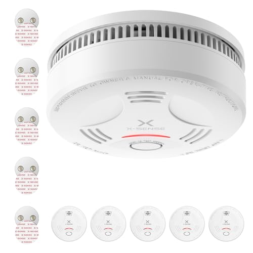 X-Sense Rauchmelder mit 10 Jahre Batterie und Magnethalterung, Feuermelder, TÜV Rheinland-Zertifiziert, mit Stummschalt- und Selbsttest-Funktion, SD11, 5er Set von X-Sense