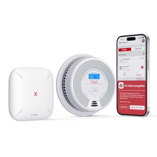 X-Sense WLAN Rauch- und Kohlenmonoxid Melder SC07-MR, Smart Vernetzter CO Melder, mit X-Sense Home Security-App, 1 Rauchgas-Melder und CO-Detektor mit 1 SBS50 Basisstation, SC07-MR11 von X-Sense