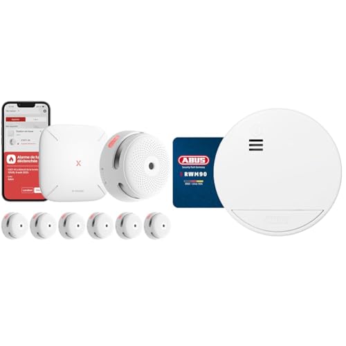 X-Sense XS01-M ProConnected Rauchmelder mit SBS50 Basisstation & ABUS Rauchmelder RWM90 - mit austauschbarer 5-Jahres-Batterie - DIN EN14604 Zertifiziert 85 dB Alarmlautstärke - Weiß von X-Sense