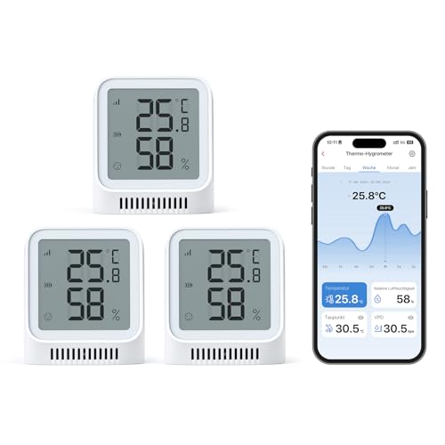 X-sense 3 Stück WLAN Thermometer Hygrometer Innen mit X-Sense App, Mini Digital Raumthermometer, Angepasster Komfortbereich, Smiley-Indikator, kompatibel mit Alexa, erfordert Basisstation SBS50 X-sense 3 Stück WLAN Thermometer Hygrometer Innen mit X-Sense App, Mini Digital Raumthermometer, Angepasster Komfortbereich, Smiley-Indikator, kompatibel mit Alexa, erfordert Basisstation SBS50 von X-Sense