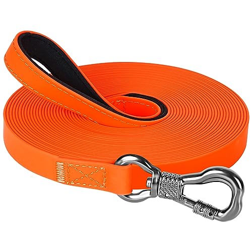 X XBEN Wasserdicht Schleppleine für Hunde, 20M Gummierte Schleppleine mit Abschließbarer Karabine, Hundeleine Laufleine für Mittlere Große Hunde, Robuste Trainingsleine, mit Handschlaufe, Neon Orange X XBEN Wasserdicht Schleppleine für Hunde, 20M Gummierte Schleppleine mit Abschließbarer Karabine, Hundeleine Laufleine für Mittlere Große Hunde, Robuste Trainingsleine, mit Handschlaufe, Neon Orange von X XBEN