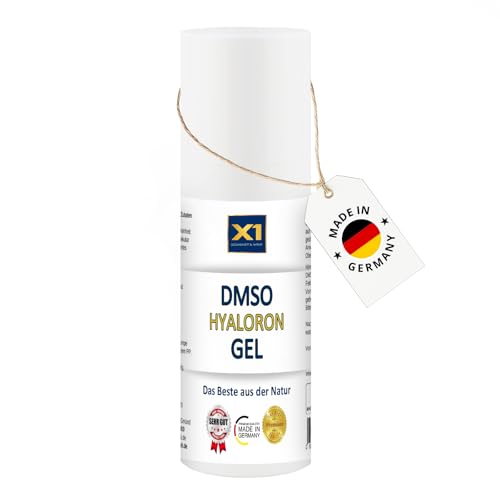 DMSO Gel mit Hyaluron – 15% DMSO 99,9% Reinheit & Hyaluronsäure – DAC Basiscreme – ohne chemische Zusätze – 50ml in HDPE Tube mit Dosierpumpe von X1