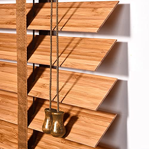 Holz Jalousie Jalousette,Büro Fensterrollos,Rollo Holz mit Seitenzug,Bambusrollo,Fenster Sichtschutz Rollos Raffrollo Bambus,für Zuhause Studie Wohnzimmer,Anpassbare (80x120cm/32x47in,Carbonized) von X1NGFU