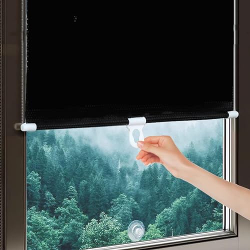 Sonnenschutz Rollo Verdunkelungsrollo Mit Saugnapf,Einziehbarer Balkon-Temporäre Jalousien Für Innen,Auto Sichtschutz Sonnenblende,für Zimmer,Dachboden,Auto,Breite X Länge (58cm x 125cm) von X1NGFU