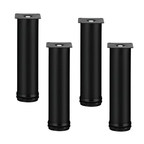 X1NGFU 4 Stück Metall Möbelbeine Edelstahl Möbelfüße,Höhenverstellbar Schrank Beine Bett Beine,Tischbeine Rund Kabinettbeine,für Möbel,Küche,Schreibtisch,Couchtisch,Schwarz (45cm) von X1NGFU