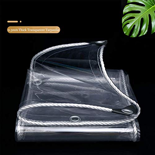 X1NGFU Schwere Beanspruchung Transparente Plane,0.3mm Abdeckplane Klarsicht-Folie Mit Ösen,100% Wasserdicht,Regendicht Markise,Sonnenschutz Tarp Vorhang,365g/m² (1.1x1.4m/3.6x4.6ft) von X1NGFU