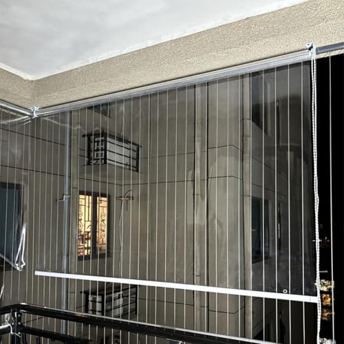 X1NGFU Transparent PVC Wasserdichter Rollo,Winddichter Vorhang aus Kunststoff,Outdoor Seitenzug-Rollo,Durchsichtige Rollo für Outdoor-Balkon-Terrassen Fenster,Zuhause,Breite X Höhe (200cm x 240cm) von X1NGFU