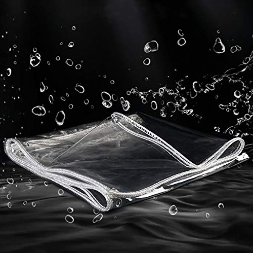 X1NGFU Transparente Hochleistungs Plane,0,5mm wasserdichte PVC Klarsicht-Folie,wasserdichte Regendicht Markise,Sonnenschutz Tarp Vorhang,mit Ösen,für Innen Und Außenbereich (1.2x2m/3.9x6.6ft) von X1NGFU