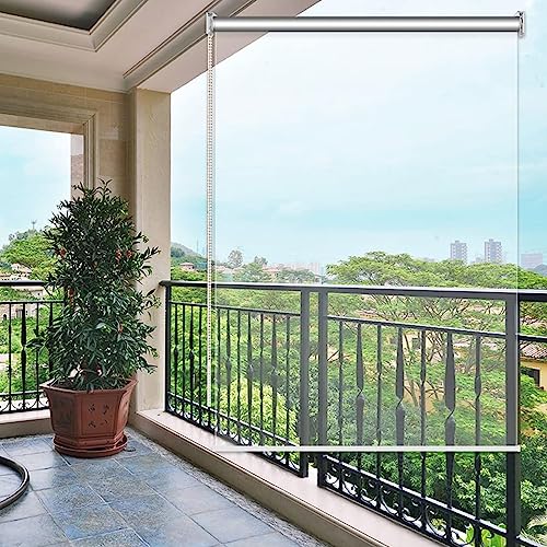 X1NGFU Transparentes Wasserdichtes Rollo,PVC Kunststoff Regenschutz Fenster Rollos,Seitenzug-Rollo Aus PVC,Outdoor Pergola Rollo Vorhänge,für Terrasse,Pavillon,Breite X Höhe (110x120cm) von X1NGFU