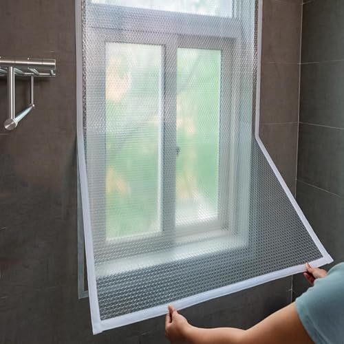 X1NGFU Winddicht Fensterisolierfolie,Selbstklebend Thermofolie Fenster Isolierfolie,Winter Kälteschutzfolie Fensterdichtung Isolationsset,Kälte Draußen zu Halten,Anpassbar (95cm x 240cm) von X1NGFU