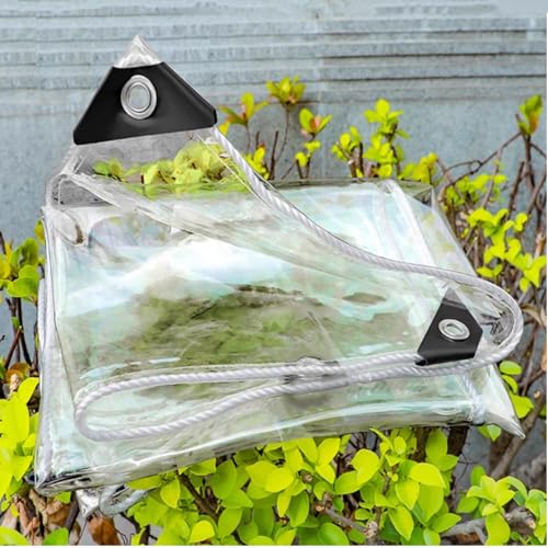X1NGFU wasserdichte Transparente PVC Plane mit Ösen,Wetterfeste Abdeckplane Faltbar Strapazierfähige Vordächer,Durchsichtig Pavillon Plane für Camping Garten,Anpassbar (120cm x 400cm) von X1NGFU